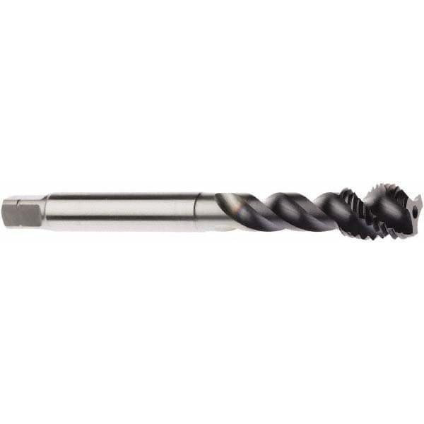 Spiral Flute Tap: M4x0.50 Metric, 3 Flutes, Modified Bottoming, 6HX Class of Fit, Powdered Metal, AlTiN Coated