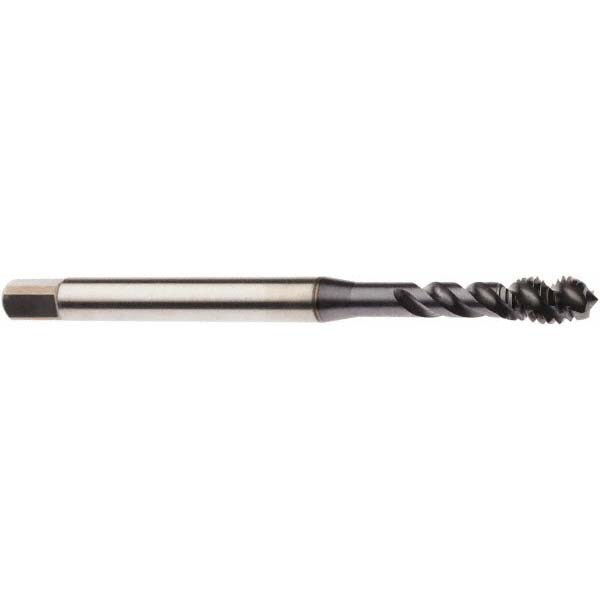 Spiral Flute Tap: M6x1.00 Metric, 3 Flutes, Modified Bottoming, 6H Class of Fit, Cobalt, TICN Coated