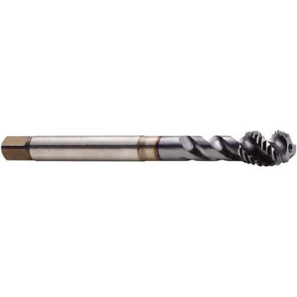 Spiral Flute Tap: M14x2.00 Metric, 3 Flutes, Modified Bottoming, 6H Class of Fit, Cobalt, TICN Coated
