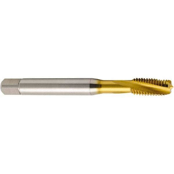 Spiral Flute Tap: M8 x 1.25, Metric, 3 Flute, Modified Bottoming, 6H Class of Fit, Cobalt, TiN Finish
