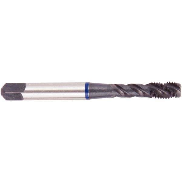 Spiral Flute Tap: #10-32, UNF, 3 Flute, Bottoming, 2B Class of Fit, Vanadium High Speed Steel, Oxide Finish