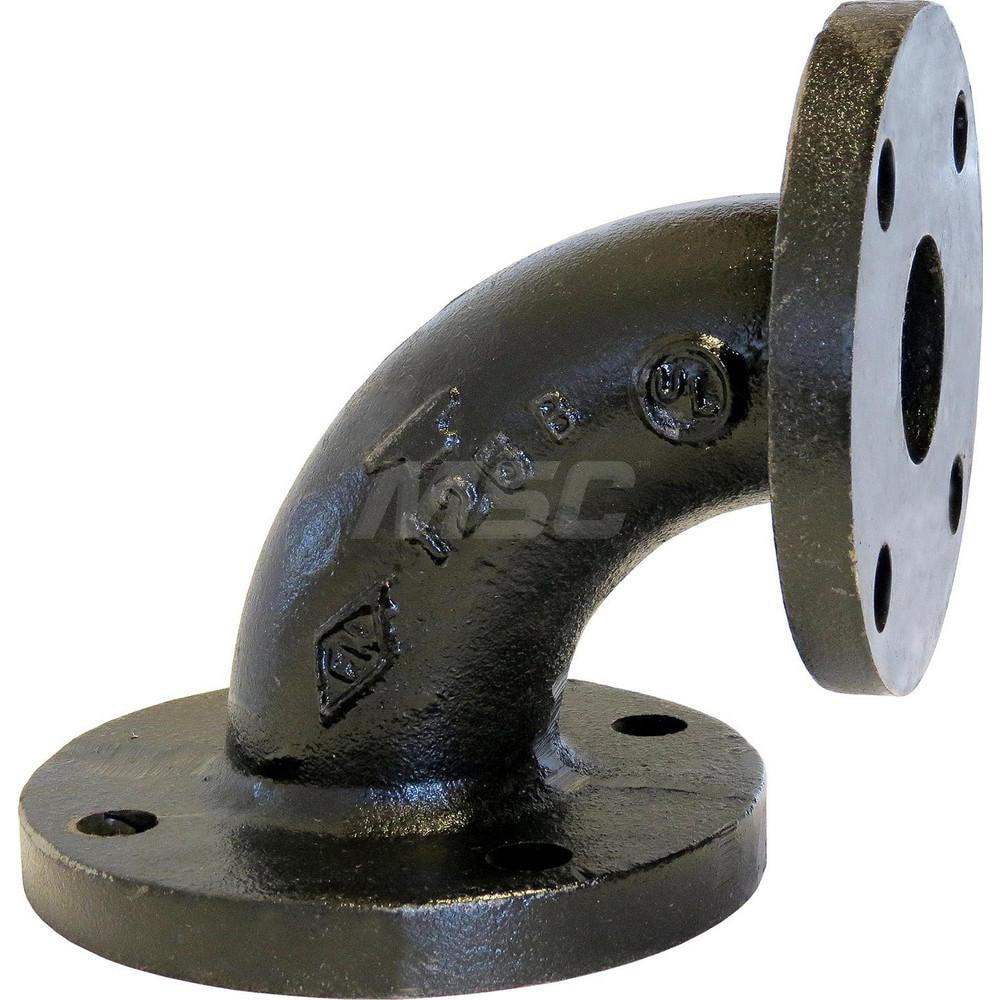 Black 90 &deg; Flanged Elbow: 6 x 3