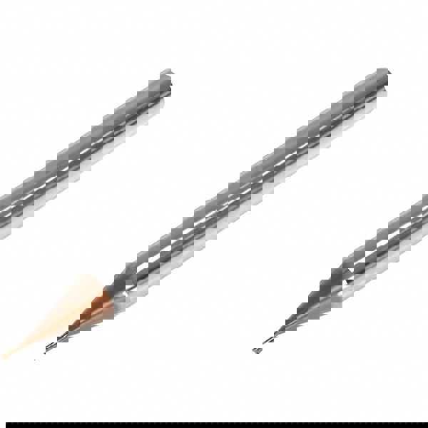 Corner Radius End Mill: 0.2 mm Dia, 0.15 mm LOC, 0.05 mm Radius, 2 Flutes, Solid Carbide