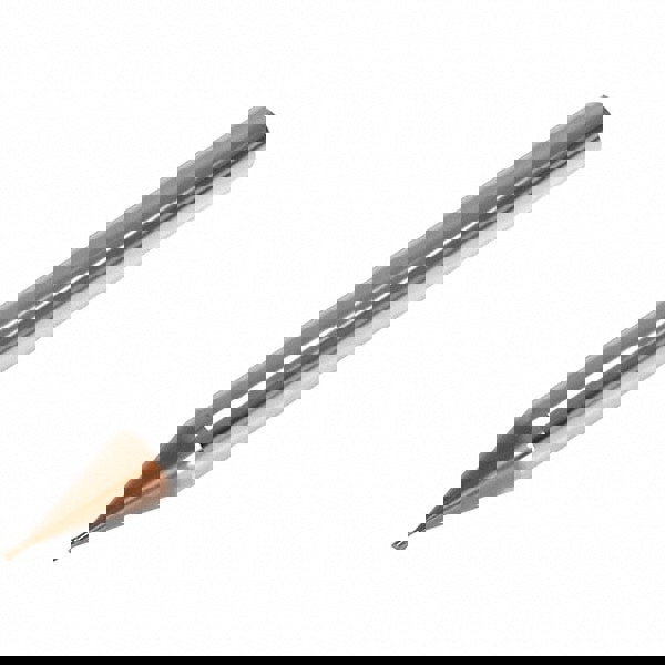 Corner Radius End Mill: 0.5 mm Dia, 0.38 mm LOC, 0.05 mm Radius, 2 Flutes, Solid Carbide