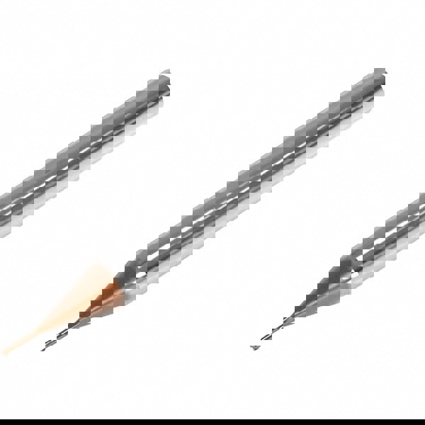 Corner Radius End Mill: 0.6 mm Dia, 0.45 mm LOC, 0.05 mm Radius, 2 Flutes, Solid Carbide