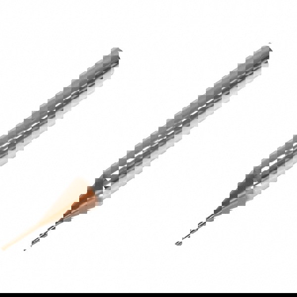 Corner Radius End Mill: 0.6 mm Dia, 0.45 mm LOC, 0.05 mm Radius, 2 Flutes, Solid Carbide