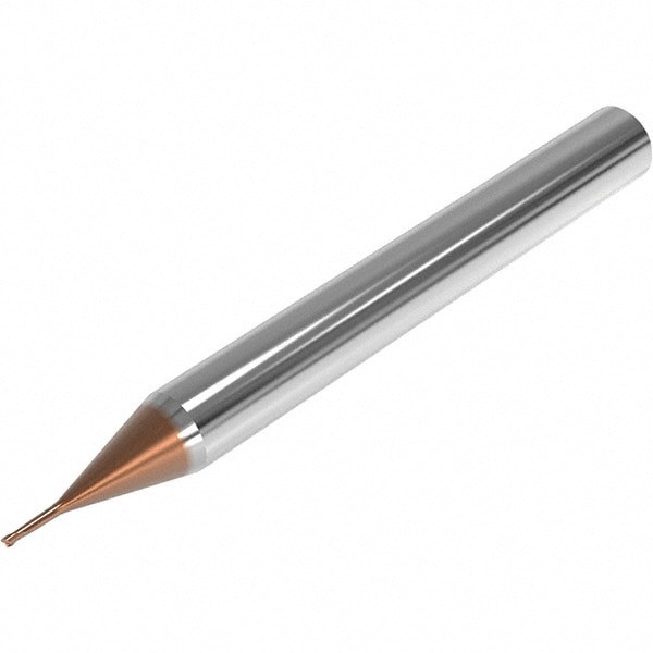 Corner Radius End Mill: 0.6 mm Dia, 0.45 mm LOC, 0.1 mm Radius, 2 Flutes, Solid Carbide