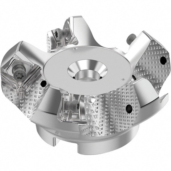 63mm Cut Diam, 22mm Arbor Hole, 6mm Max Depth of Cut, 48&deg; Indexable Chamfer & Angle Face Mill