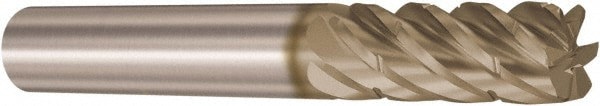Corner Radius End Mill: 12 mm Dia, 30 mm LOC, 1 mm Radius, 6 Flutes, Solid Carbide