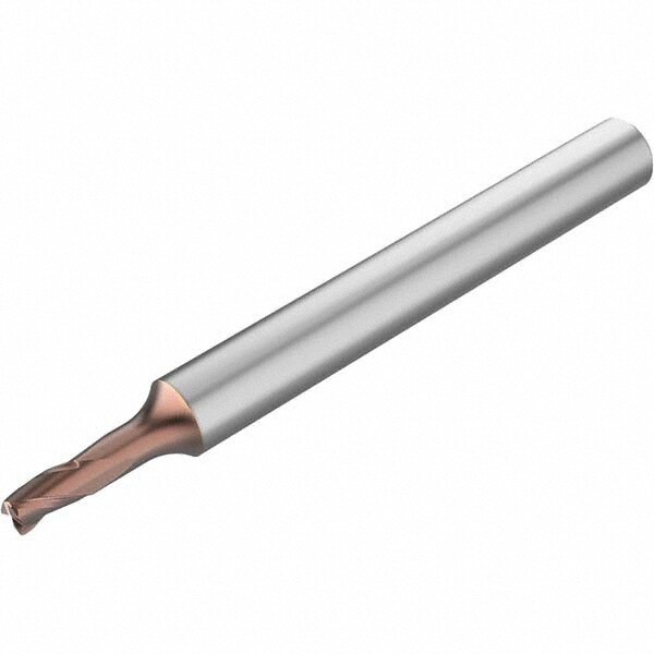 Corner Radius End Mill: 3 mm Dia, 5 mm LOC, 0.2 mm Radius, 3 Flutes, Solid Carbide