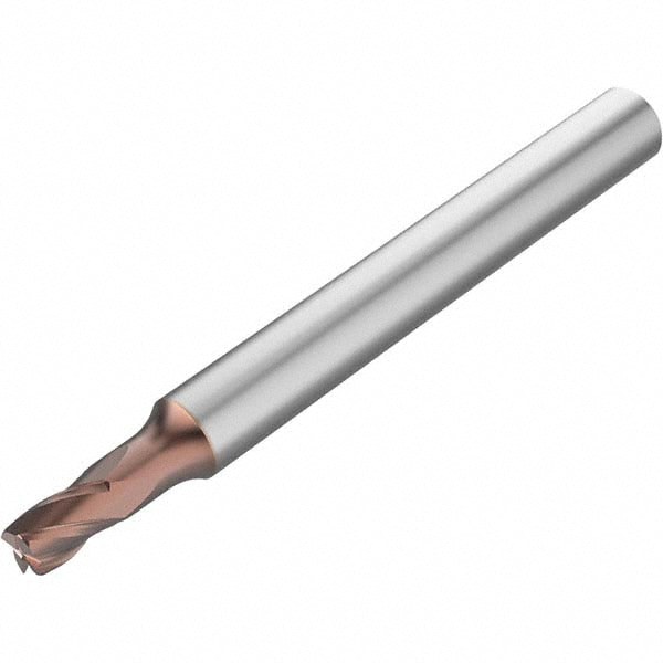Corner Radius End Mill: 4 mm Dia, 6 mm LOC, 0.2 mm Radius, 4 Flutes, Solid Carbide