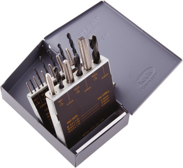 Tap & Drill Set: M2.5 x 0.45 to M12 x 1.75 Taps, 2.05 to 10.2 mm Drills