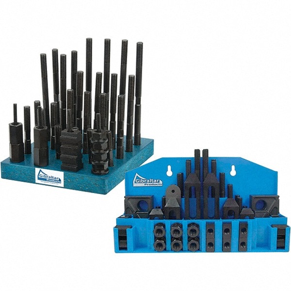 Fixture Clamp Step Block & Clamp Set: 52 Pc, 3/8-16 Stud Thread, 1/2