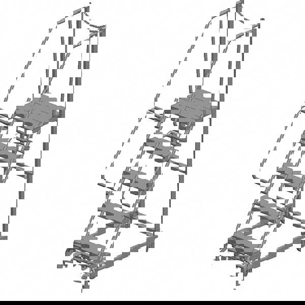 Steel Rolling Ladder: 10' High, 5 Step