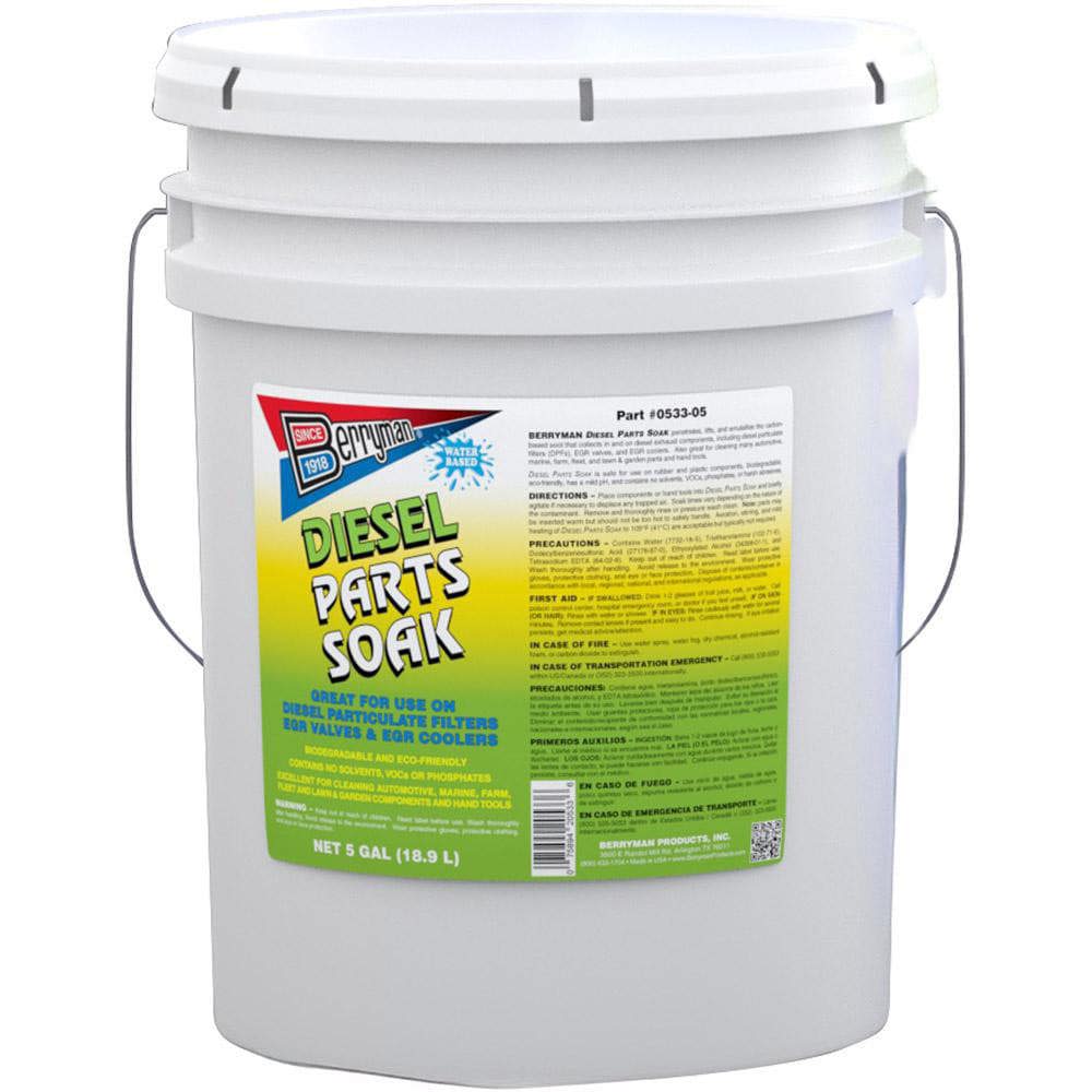 Automotive Cleaners & Degreaser; Product Type: Diesel Parts Soak - 5 Gal ; Container Type: Pail ; Container Size: 5 gal (Pail) ; Flammability: Non-Flammable ; Chlorinated: No ; UNSPSC Code: 47131828