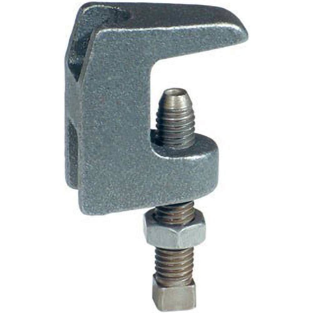 Beam Clamps & C-Clamps; Clamp Type: Wide Throat C-Clamp ; Material: Ductile Iron ; Finish: Zinc ; Load Capacity (Lb.): 500lbs. Top;250lbs. Bottom ; Rod Size: 3/8 in (Inch)