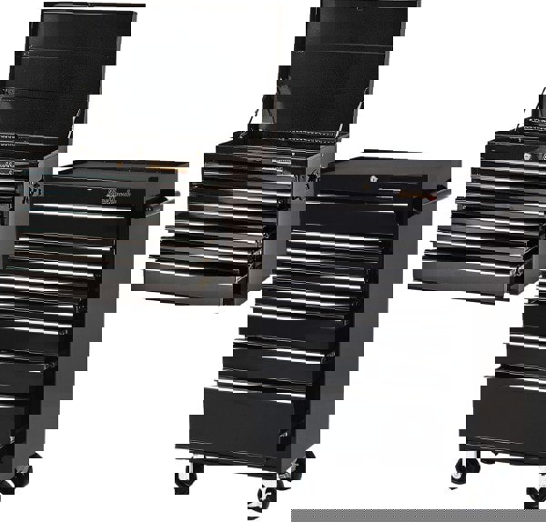 8 Drawer, 2 Piece, Black Steel Top Chest/Roller Cabinet Combo