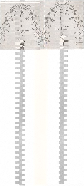 6 Inch Long Blade, 180&deg; Max Measurement, 1&deg; Dial Graduation, Rectangular Head Protractor