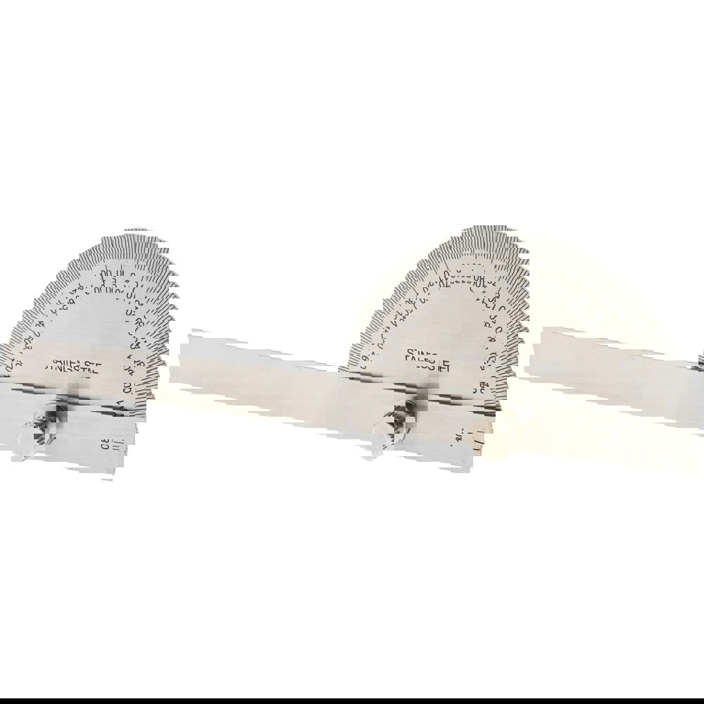 6 Inch Long Blade, 180&deg; Max Measurement, 1&deg; Dial Graduation, Half Round Head Protractor