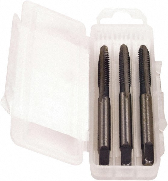 Tap Set: 1/2-13, 3 Flute, Bottoming Plug & Taper, High Speed Steel, Oxide Finish