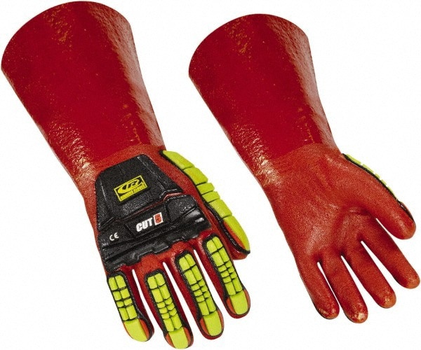 Series R074 Chemical Resistant Gloves: Size Small, 10.00 Thick, Polyvinylchloride, Polyvinylchloride,