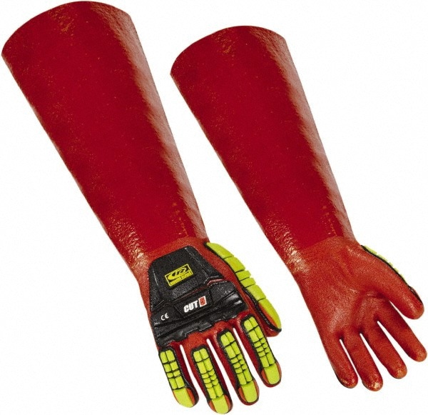 Series R075 Chemical Resistant Gloves: Size Small, 10.00 Thick, Polyvinylchloride, Polyvinylchloride,