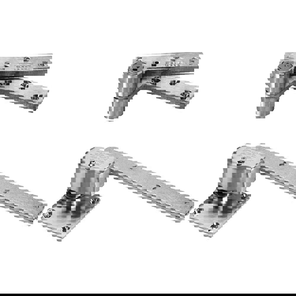 Pivot Hinges; Finish/Coating: Satin Chrome; Type: Heavy-Weight Offset Pivot; Hand: Left Hand; Leaf Height: 4-1/4; Length (Inch): 7-3/4; Load Capacity (Lb.): 800.000; Minimum Door Thickness (Inch): 1-3/4; Number of Holes: 8.000; Number of Knuckles: 1.000;