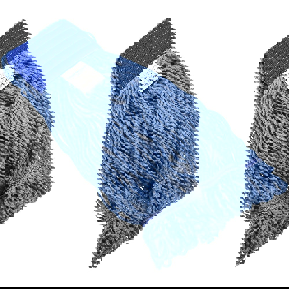 Wet Mop Loop: Clamp Jaw, X-Large, Blue Mop, Blended Fiber
