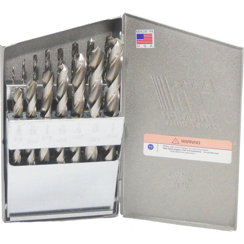 Drill Bit Set: Reduced Shank Drill Bits, 29.0 Pc, 118 deg, High-Speed Steel