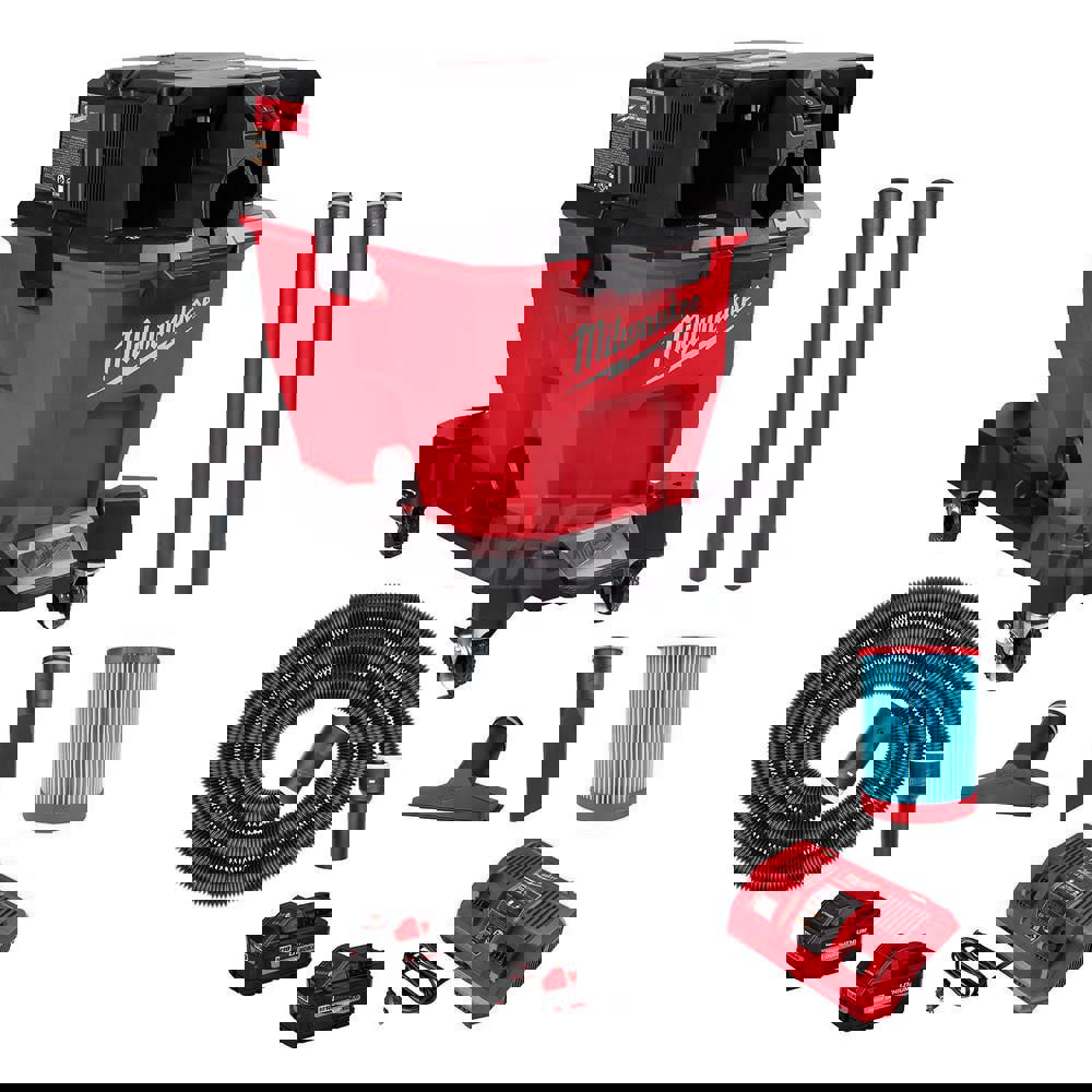 Wet/Dry Vacuum: Battery, 9 gal, 4.2 hp