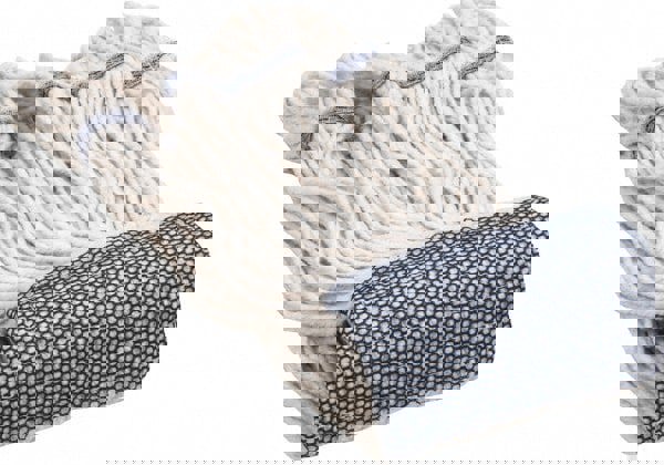 Wet Mop Loop: Clamp Jaw, Small, White Mop, Blended Fiber