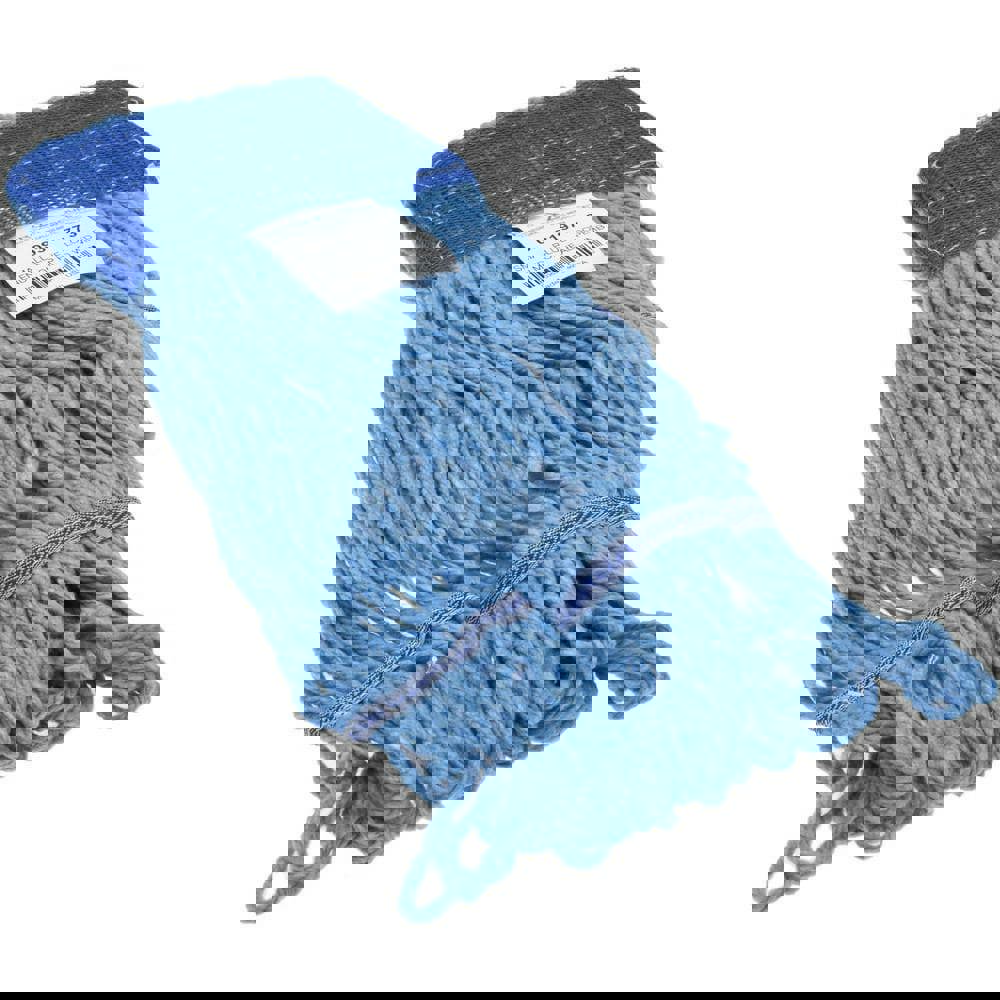 Wet Mop Loop: Clamp Jaw, Small, Blue Mop, Blended Fiber