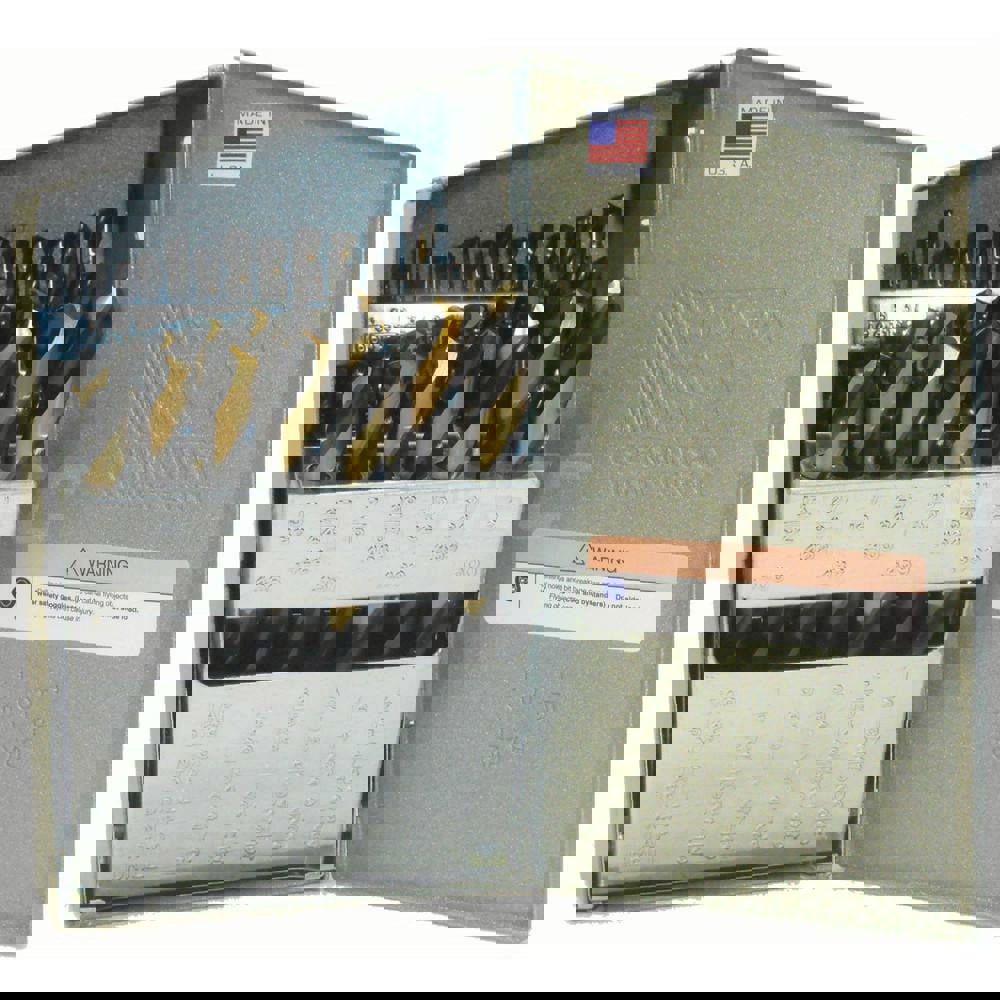 Drill Bit Set: Jobber Length Drill Bits, 15 Pc, 135 &deg;, High Speed Steel