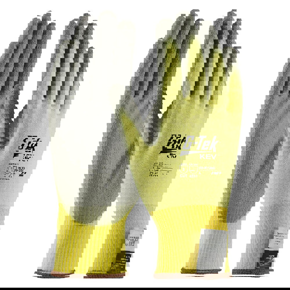 Cut, Puncture & Abrasion-Resistant Gloves: G-Tek 09-K1250, Size Small, ANSI Cut A2, ANSI Puncture 2, Polyurethane, Kevlar