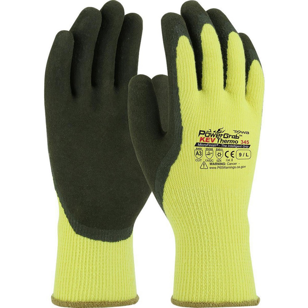 Work Gloves: PowerGrab 09-K1350, Size Medium, Latex-Coated Kevlar, General Purpose