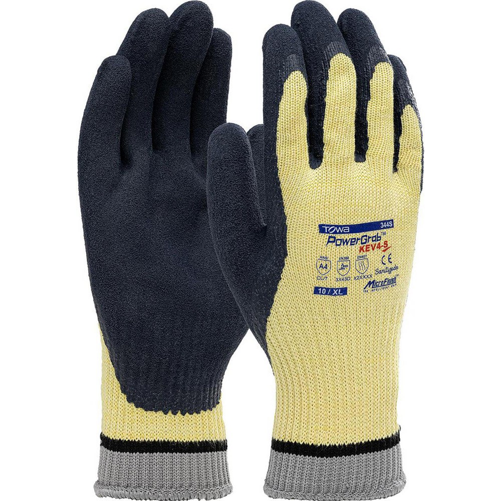 Cut, Puncture & Abrasion-Resistant Gloves: PowerGrab 09-K1444, Size Medium, ANSI Cut A4, ANSI Puncture 3, Latex, Kevlar