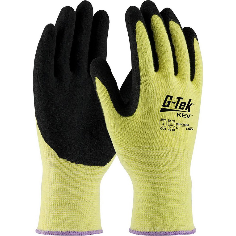Cut & Abrasion-Resistant Gloves: G-Tek 09-K1660, Size Large, ANSI Cut A2, ANSI Puncture 0, Nitrile, Kevlar