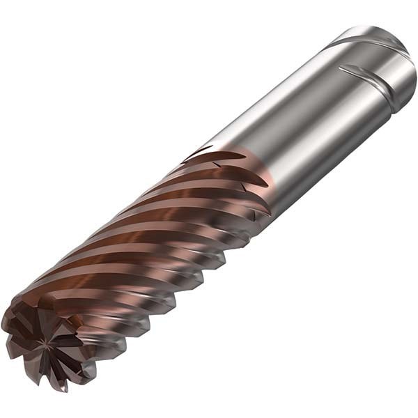 Corner Radius End Mill: 16 mm Dia, 44 mm LOC, 1 mm Radius, 9 Flutes, Solid Carbide