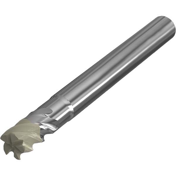 Corner Radius End Mill: 8 mm Dia, 6 mm LOC, 0.5 mm Radius, 5 Flutes, Ceramic