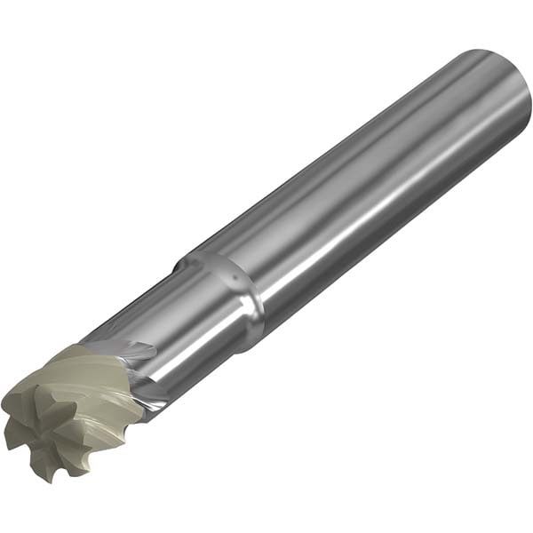 Corner Radius End Mill: 11.4 mm Dia, 6 mm LOC, 1.5 mm Radius, 6 Flutes, Ceramic
