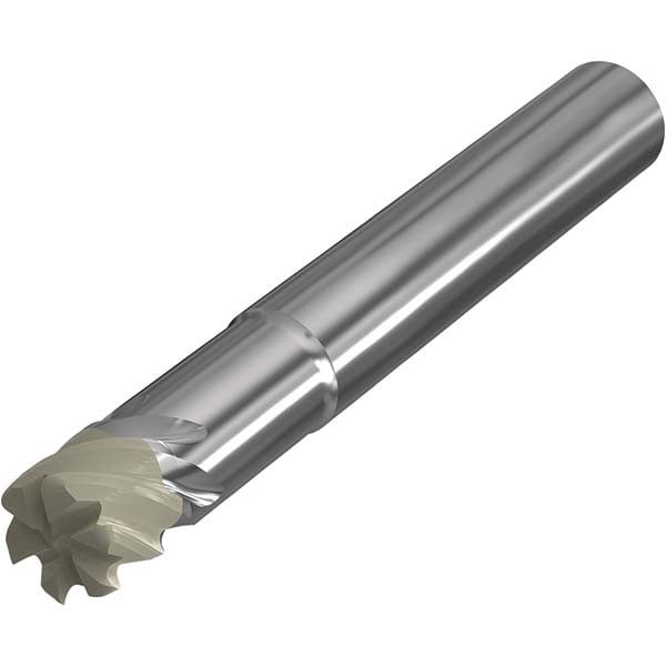 Corner Radius End Mill: 25 mm Dia, 8 mm LOC, 4 mm Radius, 6 Flutes, Ceramic