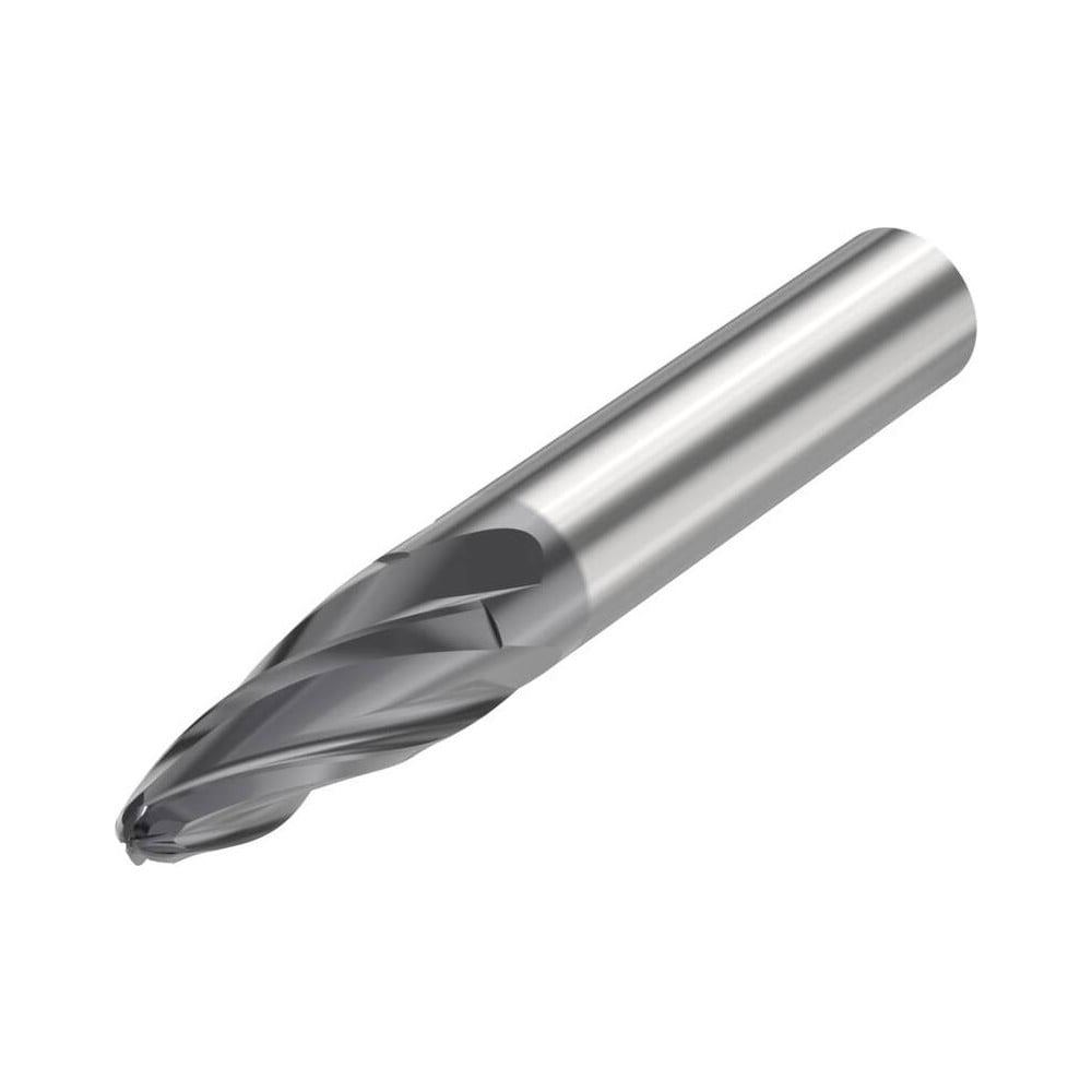 Tapered End Mill: 20 deg Angle per Side, 27.61 mm LOC, 4 Flute, Tapered End