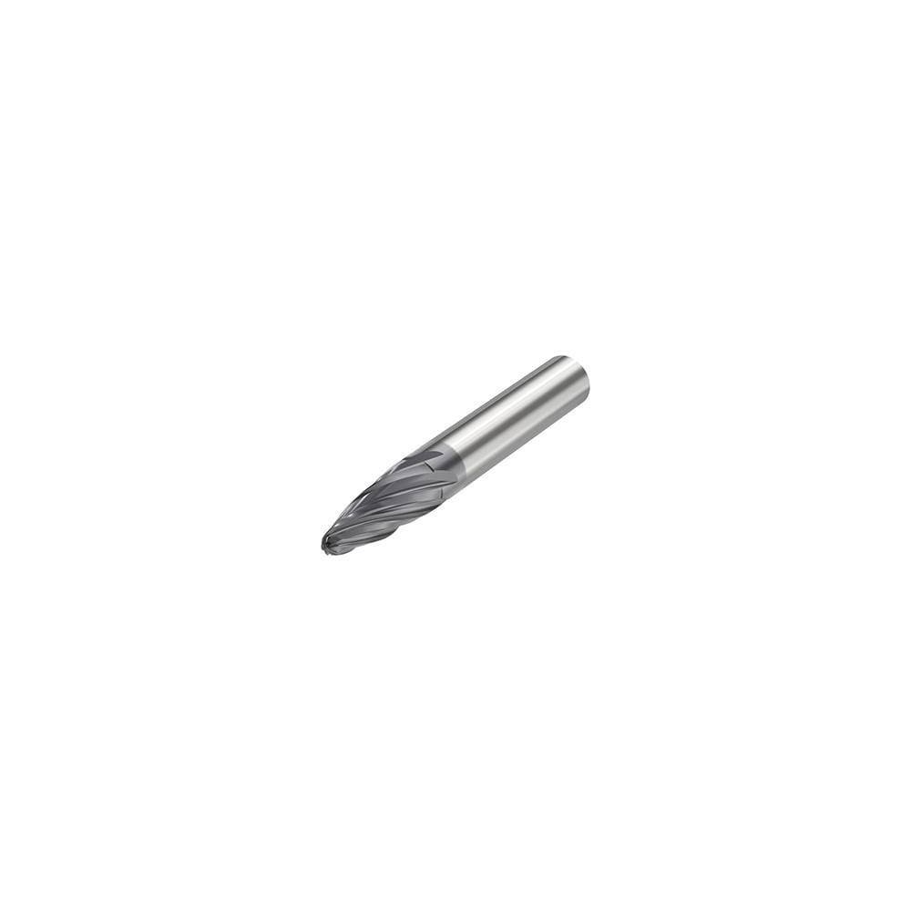 Tapered End Mill: 20 deg Angle per Side, 24.87 mm LOC, 6 Flute, Tapered End