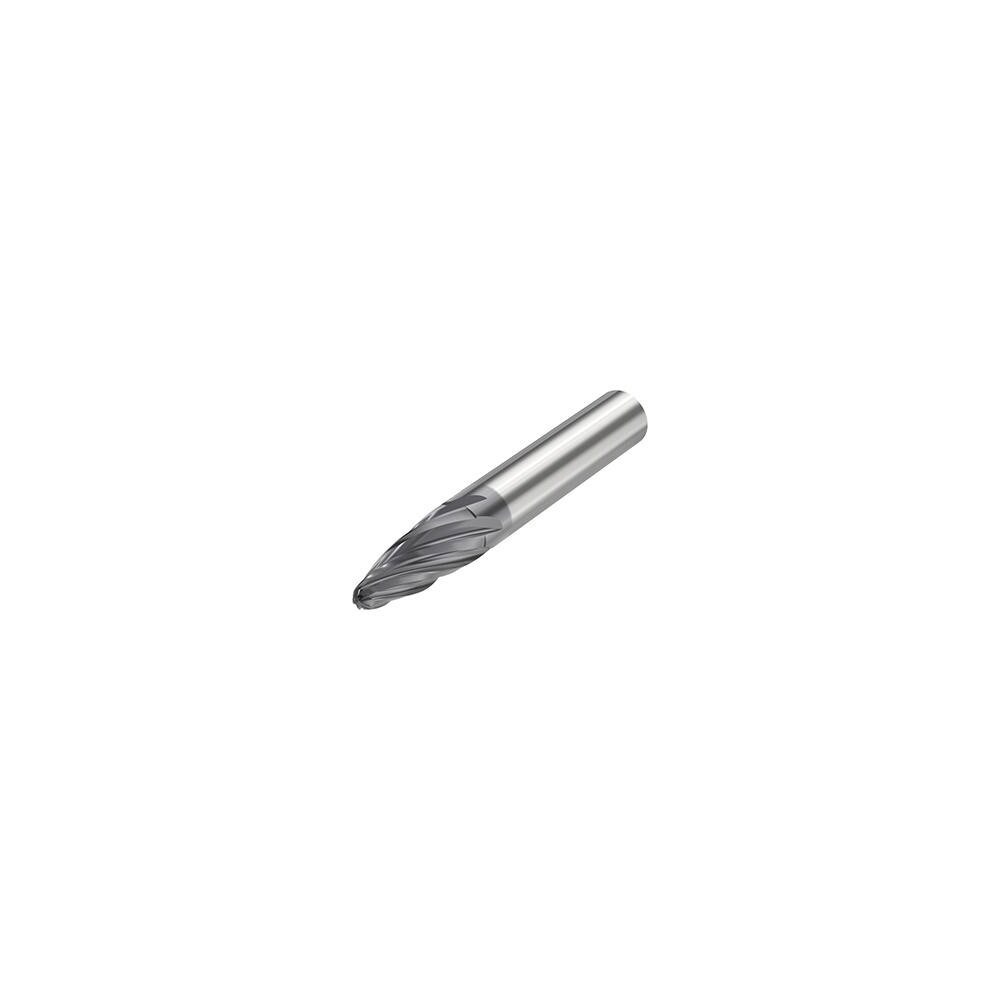 Tapered End Mill: 20 deg Angle per Side, 27.61 mm LOC, 6 Flute, Tapered End