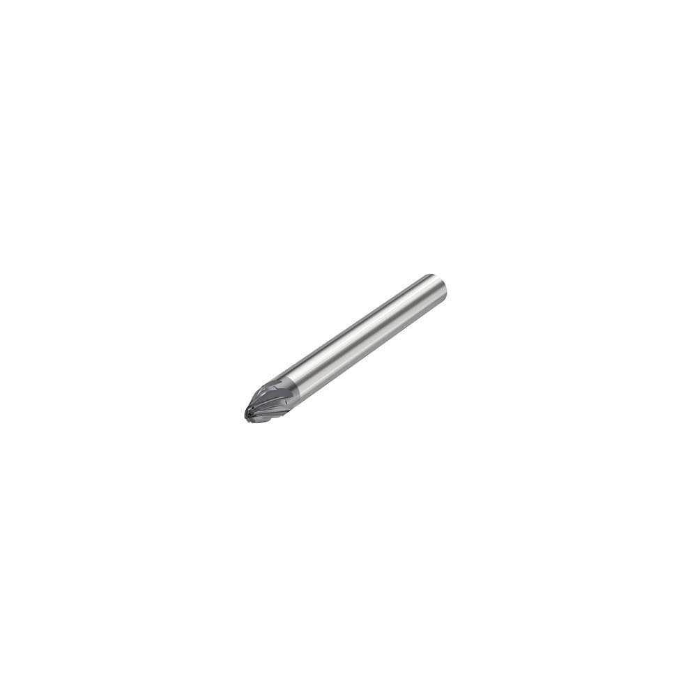 Tapered End Mill: 20 deg Angle per Side, 12.94 mm LOC, 6 Flute, Tapered End