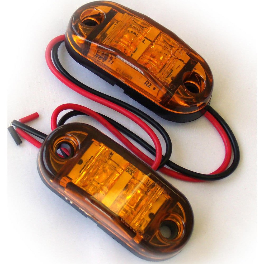 Side Marker Light Kits; Product Type: Truck and Trailer LED ; Length (Inch): 2-1/2 ; Color: Amber ; Voltage: 12V; 24V ; Description: Truck and Trailer LED 2.5 x 1