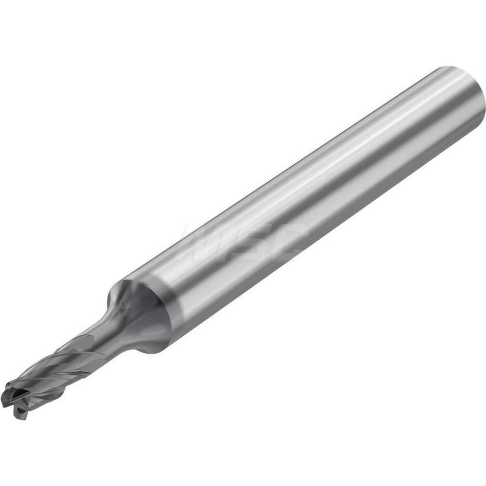 Corner Radius End Mill: 3 mm Dia, 6 mm LOC, 0.5 mm Radius, 4 Flutes, Solid Carbide