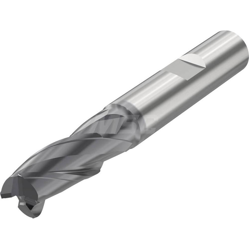 Corner Radius End Mill: 8 mm Dia, 16 mm LOC, 0.5 mm Radius, 3 Flutes, Solid Carbide
