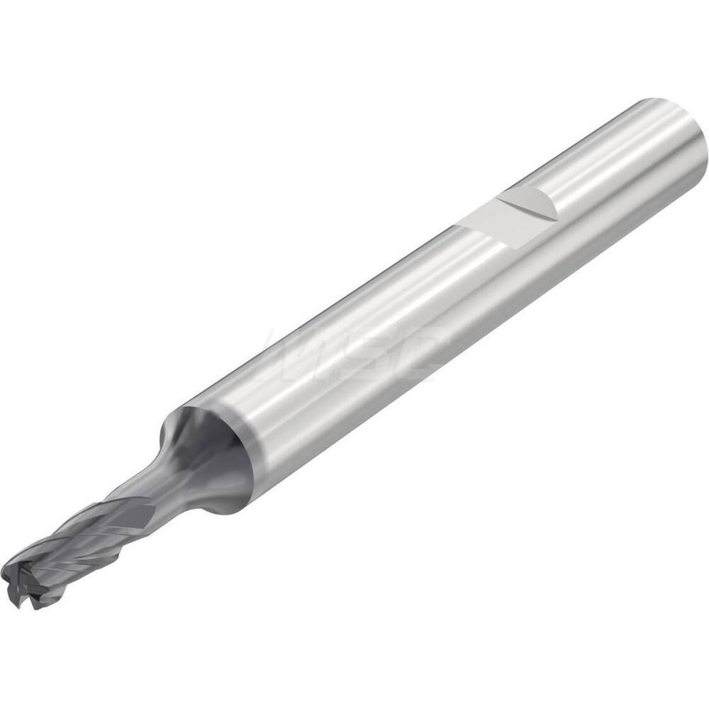 Corner Radius End Mill: 4 mm Dia, 8 mm LOC, 0.5 mm Radius, 4 Flutes, Solid Carbide