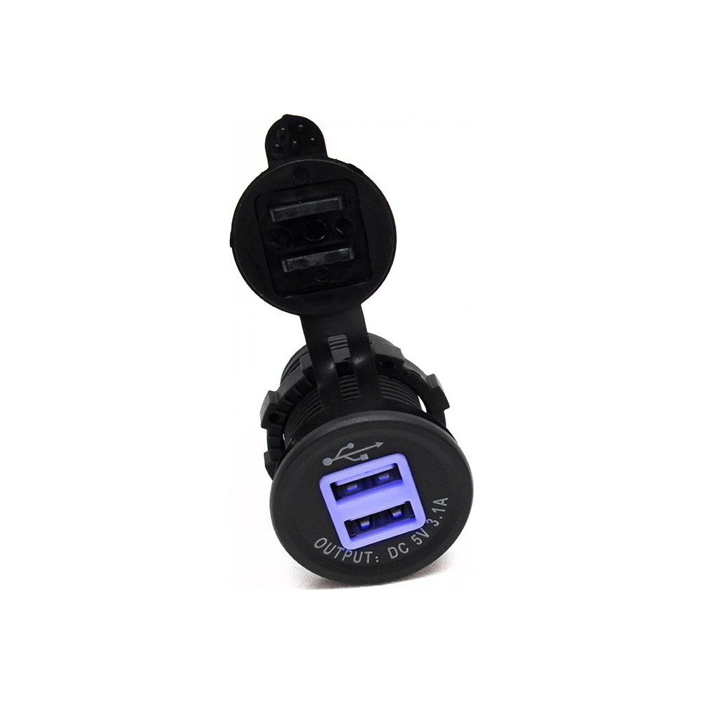 Automotive Replacement Parts; Application: 2-Port Socket Style USB (Blue Surround)